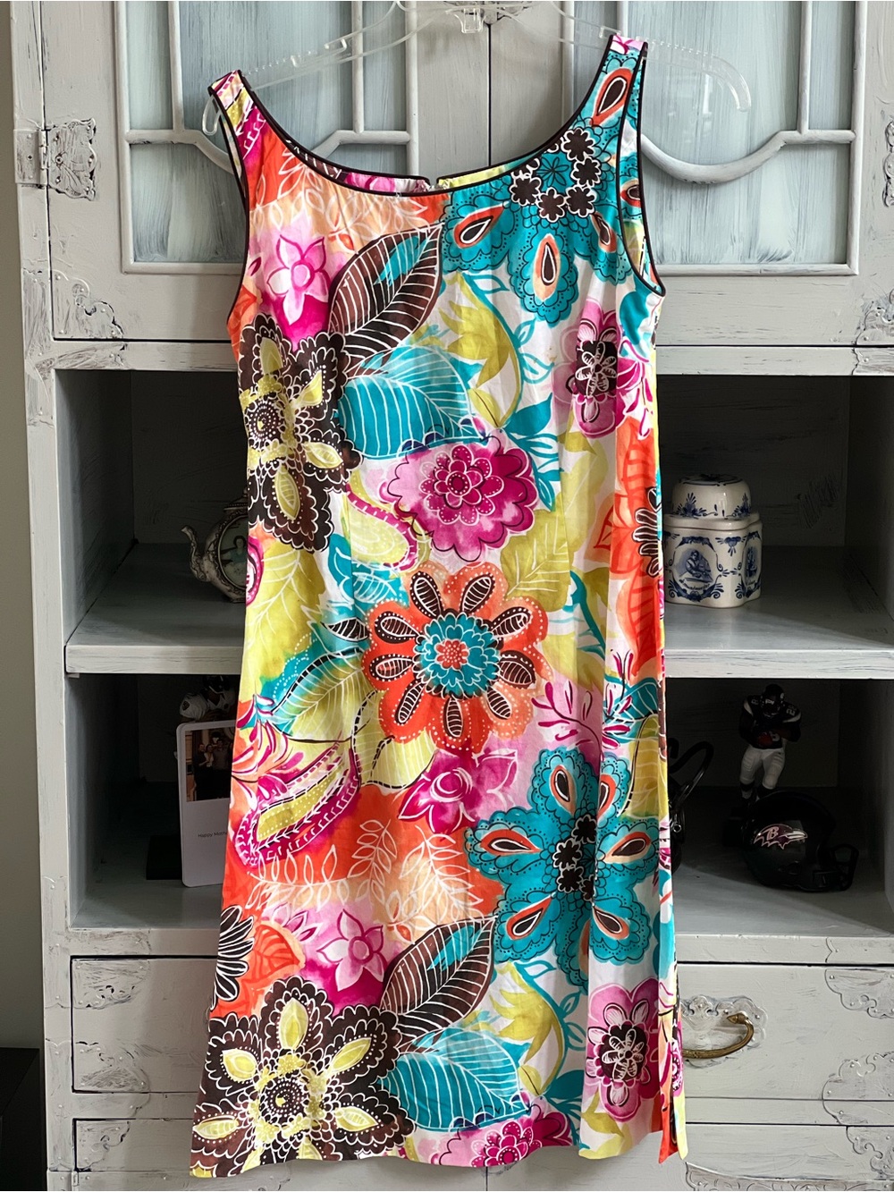 Vibrant Multicolor Floral Midi Dress - Sleeveless Shift
